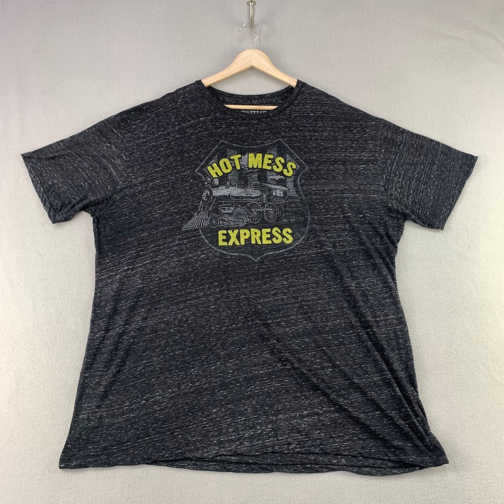 Chive Tees Hot Mess Express T-Shirt Mens 3XL Black Heather Graphic Crew Neck